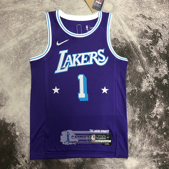 Camiseta Los Angeles Lakers D'Angelo Russell NO 1 Ciudad 2021-22 Violeta